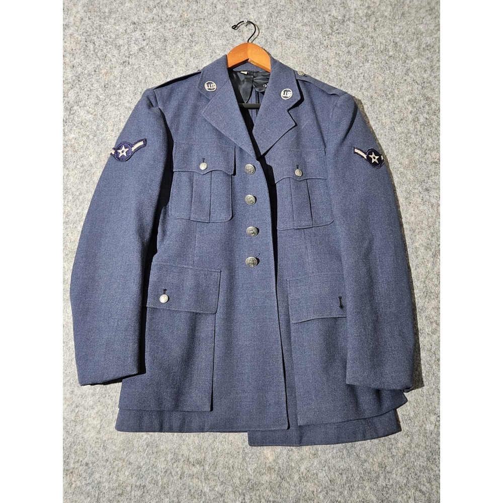 Vintage US Air Force Military Uniform Jacket 37R USAF Blue Wool - Picture 2 of 13